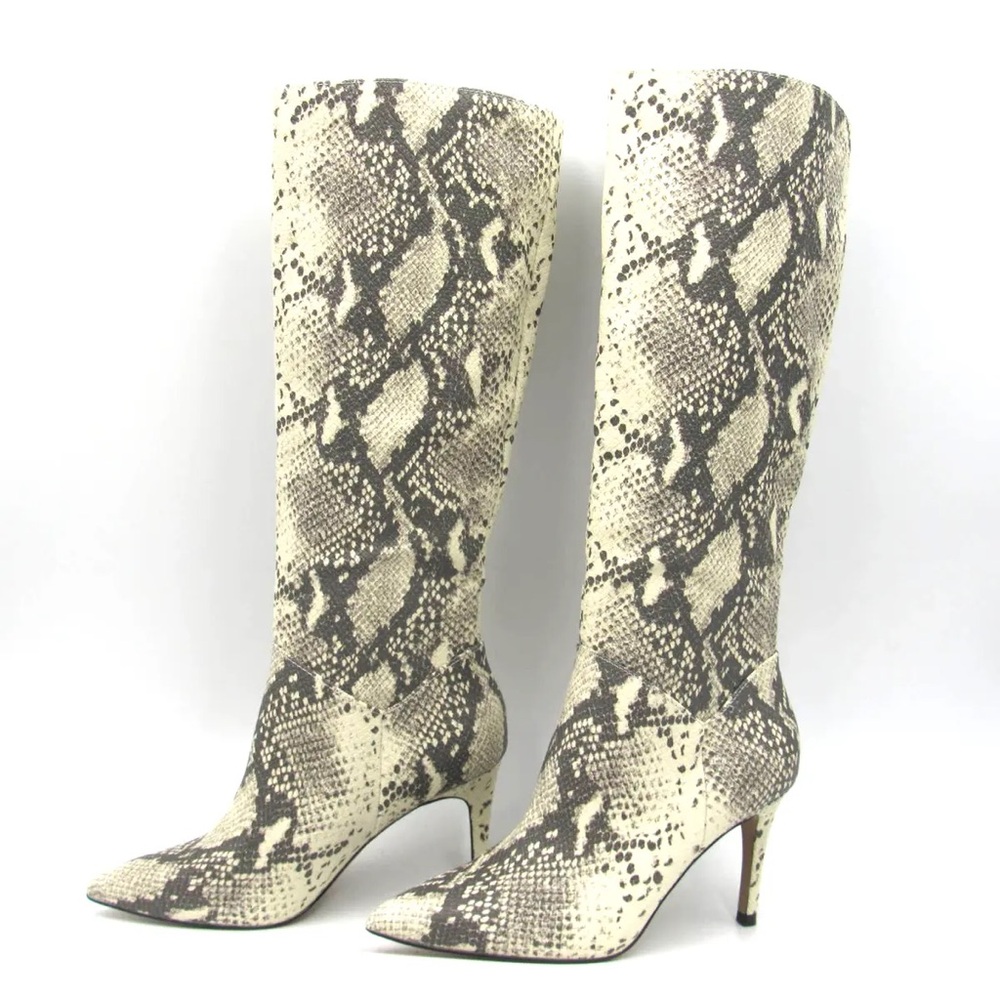 Steve Madden Kinga Natural Snake Pointed-Toe Knee High Boots